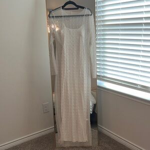 Elegant White Sheer Overlay Dress